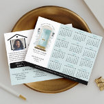 Blue Watercolor Door Real Estate Calendar 2024 Postkarte<br><div class="desc">Beautiful and elegant real estate business 2024 calendar marketing postcard. Our design features our own hand-painted watercolor blue front door. Accented with touches of gold on the mailbox slot, door handle, and door kickplate. Modern black outdoor wall lights and a burlap welcome doormat complete this charming real estate design. Personalize...</div>