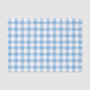 Blue Watercolor Dots Gingham Seidenpapier