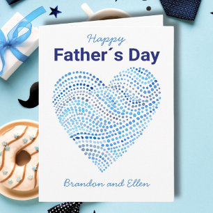 Blue Watercolor Dots Herz Vatertag Karte