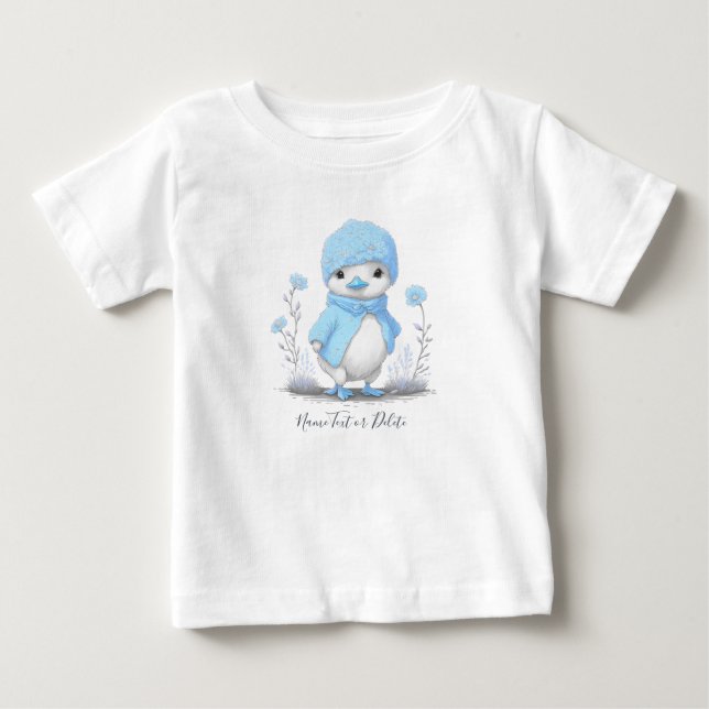 Blue Watercolor Duck Baby T - Shirt (Vorderseite)