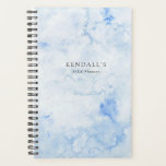 Blue Watercolor Elegante Planer<br><div class="desc">Eleganter Planer mit Ihrem Namen und Beschreibung über eine Hand gemalt blau Aquarell Hintergrund.</div>