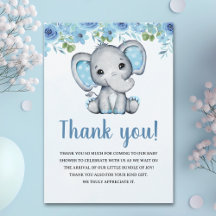 Blue Watercolor Elephant Baby shower Boy