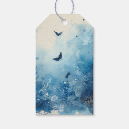 Blue Watercolor Ephemera Geschenkanhänger