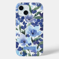 Blue Watercolor Floral iPhone / iPad Gehäuse