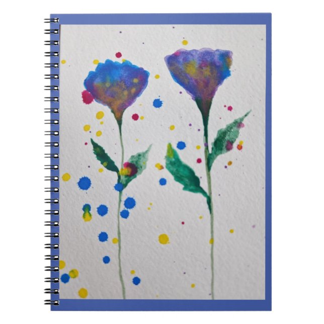 Blue Watercolor Floral Notizblock (Vorderseite)
