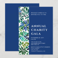 Blue Watercolor Floral Wohltätigkeit Event Gala Pa
