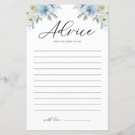 Blue Watercolor Florals Baby Duschberatungskarte