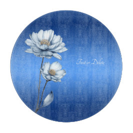 Blue Watercolor Flowers Cutting Board Schneidebrett