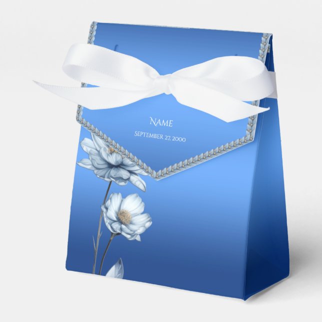 Blue Watercolor Flowers Favor Box Geschenkschachtel (Vorderseite)