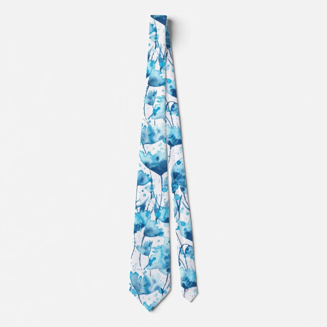 Blue watercolor flowers krawatte (Vorderseite)