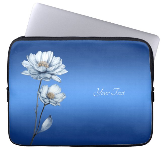 Blue Watercolor Flowers Laptop Sleeve (Vorderseite)