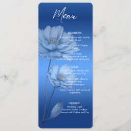Blue Watercolor Flowers Wedding Menu Menükarte