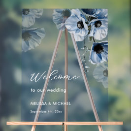 Blue Watercolor Flowers Wedding Welcome