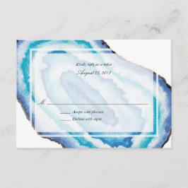 Blue Watercolor Geodes Wedding RSVP Karte