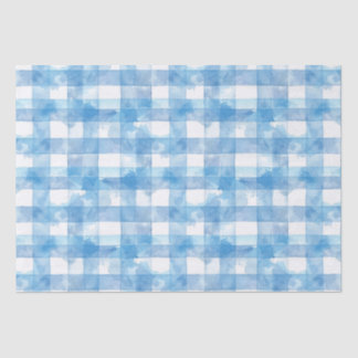 Blue Watercolor Gingham Seidenpapier