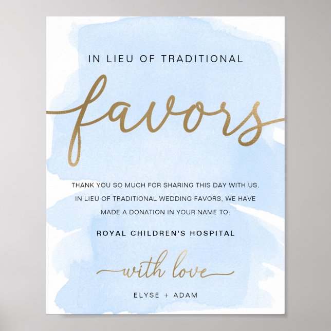 Blue Watercolor Gold anstelle eines Favoriten-Zeic Poster (Vorne)