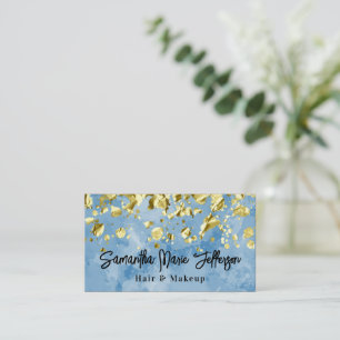Blue Watercolor Gold Dropdown Haar Nail Makeup Sal Visitenkarte