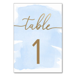 Blue Watercolor Gold Tischnummer