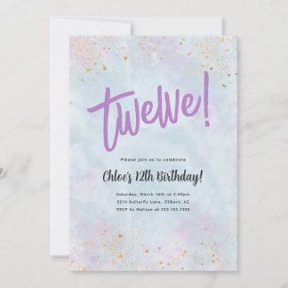 Blue Watercolor Gold zum Geburtstag jeder Altersei Einladung