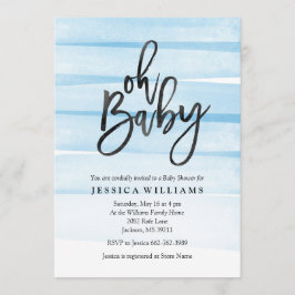 Blue Watercolor Gradient Oh Baby Dusche Einladung