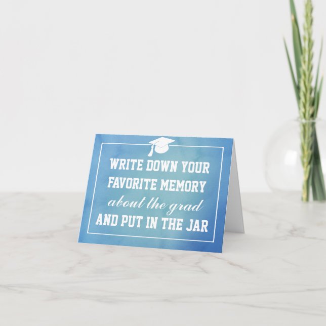Blue Watercolor Graduate Hat Memory Jar Karte (Vorderseite)