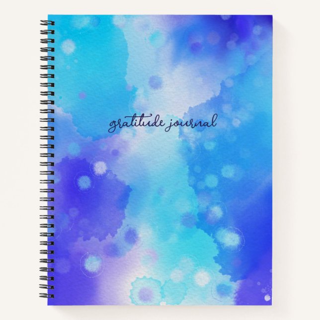 Blue Watercolor Gratitude Journal Notizbuch (Vorderseite)