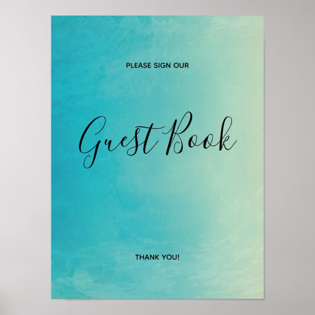 Blue Watercolor Guest Book Sign Poster (Vorne)