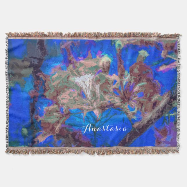 Blue Watercolor Hibiscus Flowers Decke (Vorderseite)