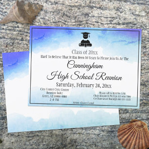 Blue Watercolor High School Wiedersehen Custom Einladung