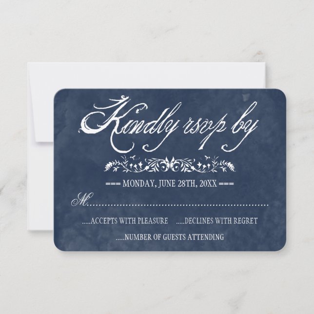 Blue Watercolor Hochzeitkarten RSVP Karte (Vorderseite)