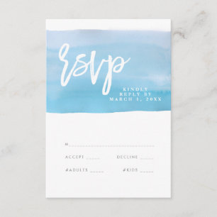 Blue Watercolor Hochzeitskarte, Antwortkarte RSVP Karte