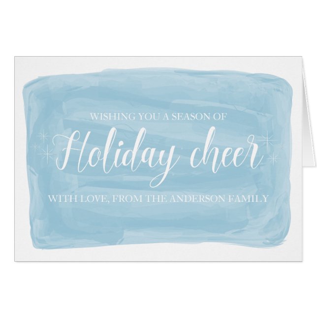 Blue Watercolor Holiday Cheer (Vorderseite (Horizontal))