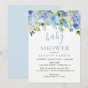 Blue Watercolor Hydrangea Brunch & Bubbly Cards Einladung