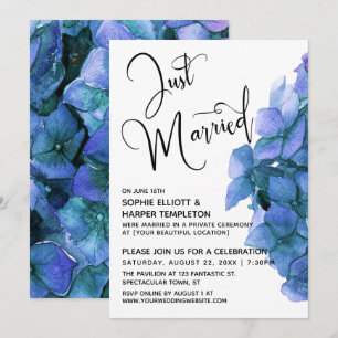 Blue Watercolor Hydrangea Nur verheiratete Empfang Einladung