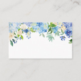 Blue Watercolor Hydrangeas & Rose Blumengarten Platzkarte