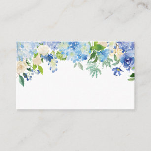 Blue Watercolor Hydrangeas & Rose Blumengarten Platzkarte