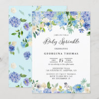 Blue Watercolor Hydrangeas und Rose Baby Sprinkle