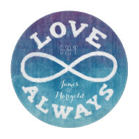 Blue Watercolor Infinity Liebe Hochzeitdatum, Name