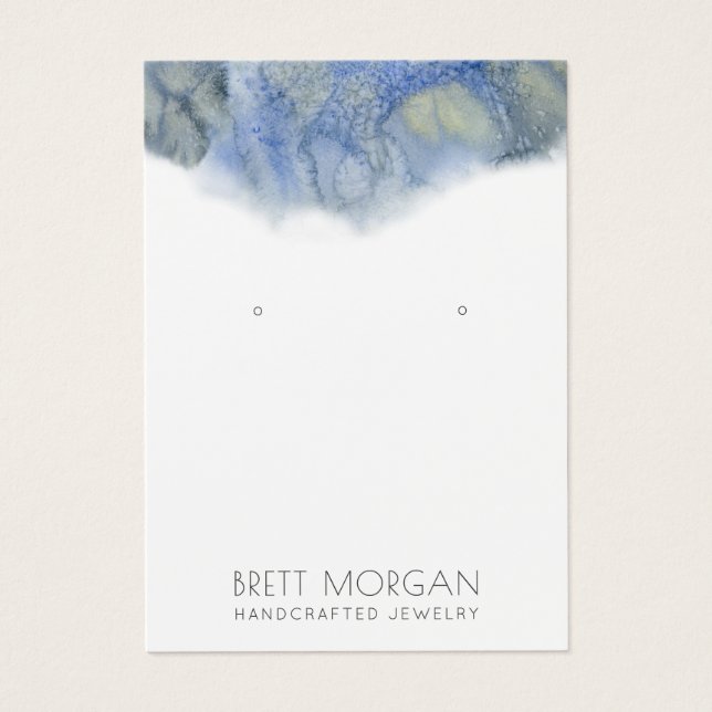 Blue Watercolor Ink Earring Juwelier Display Cards (Vorderseite)