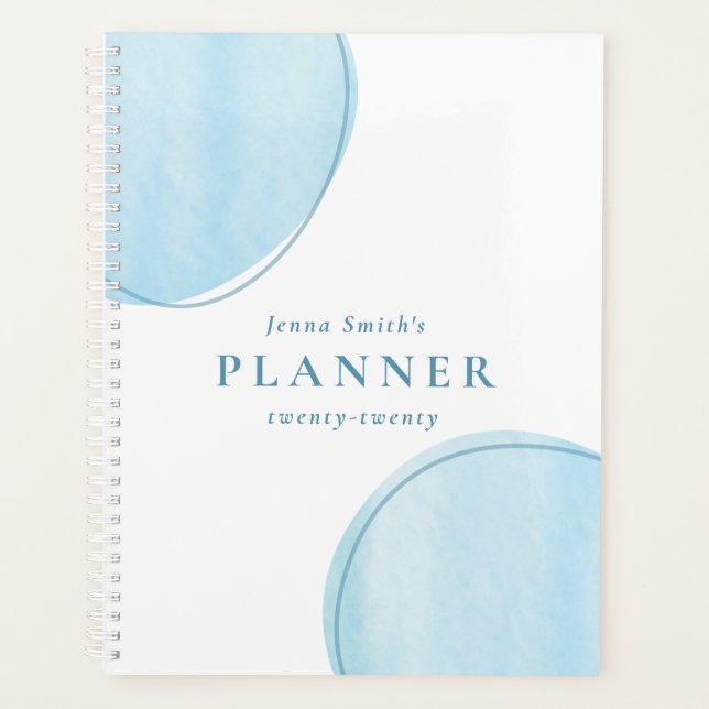 Blue Watercolor Kalender Planer Notebook (Vorderseite)