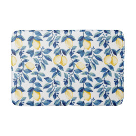 Blue Watercolor Lemon Badematte