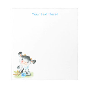 Blue Watercolor Little Cow Notepad Notizblock