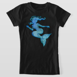 Blue Watercolor Mermaid T - Shirt