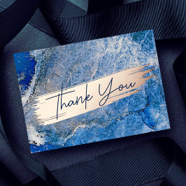 Blue Watercolor Modern Gold Marmor Chic Danke Folien Feiertagskarte