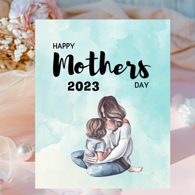 Blue Watercolor Modern Mother's Day Poster (Von Creator hochgeladen)