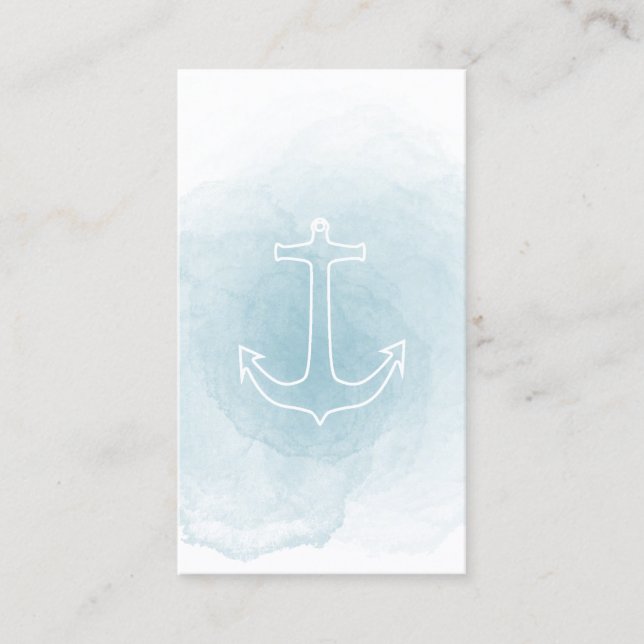 Blue Watercolor Naucher Business Card Visitenkarte (Vorderseite)