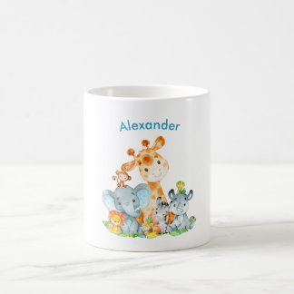 Blue Watercolor Niedlich Safari Dschungeltiere Kaffeetasse