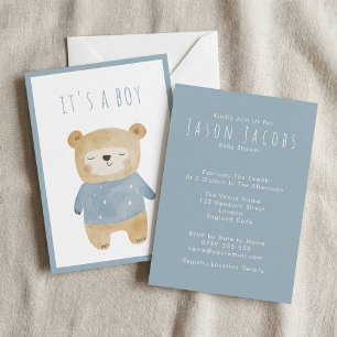 Blue Watercolor niedliche Schlafhose mit Baby Dusc Einladung