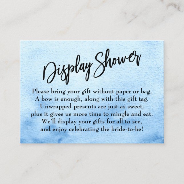 Blue Watercolor Ombre Display Brautparty Begleitkarte (Vorderseite)