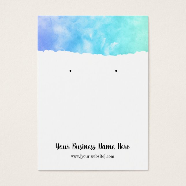 Blue Watercolor Ombre Earring Display Card (Vorderseite)